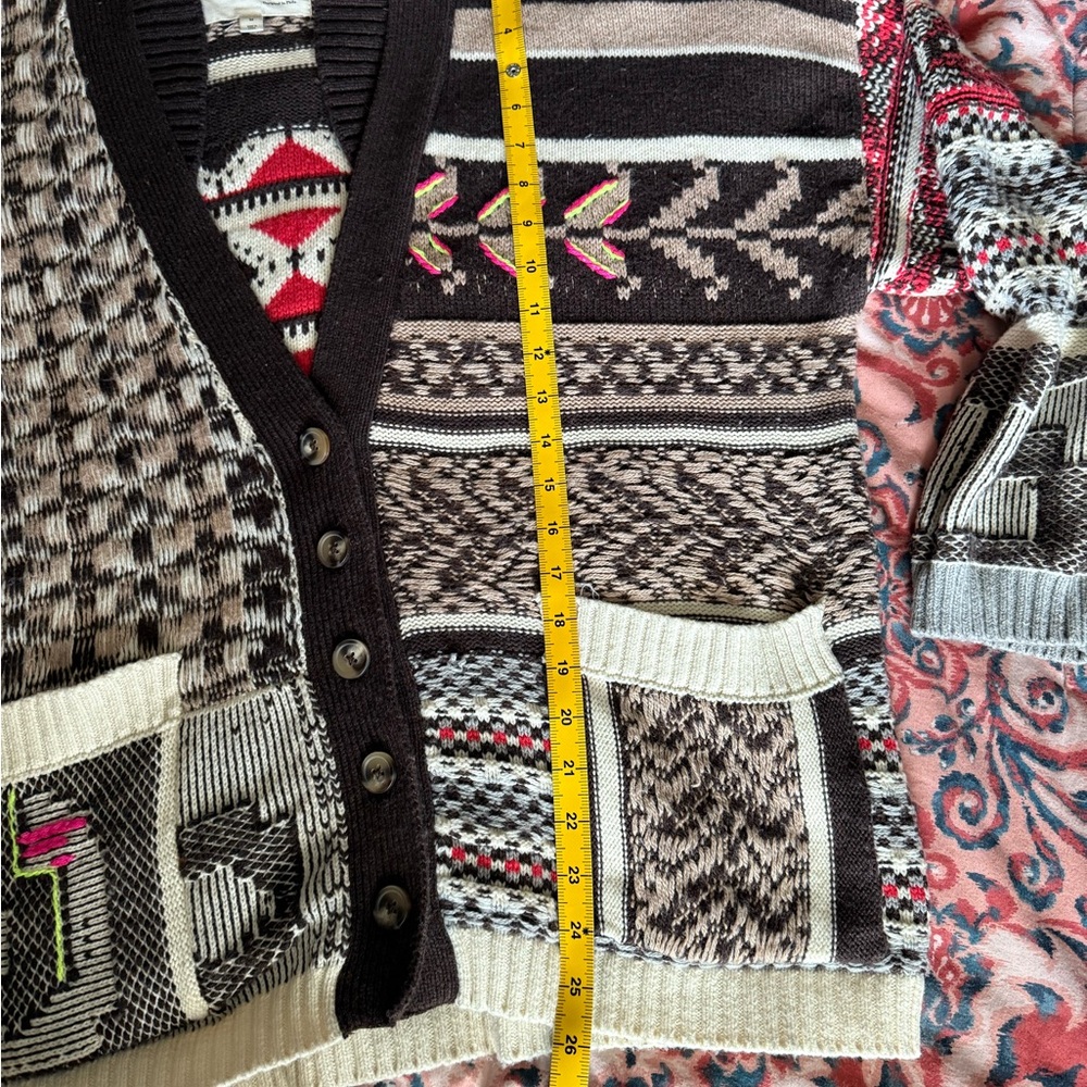 Pilcro Multicolor Patterned Cardigan Sweater Sz M… - image 5